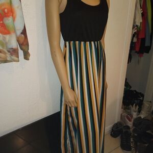 B FAMOUS sleeveless striped full length dress
